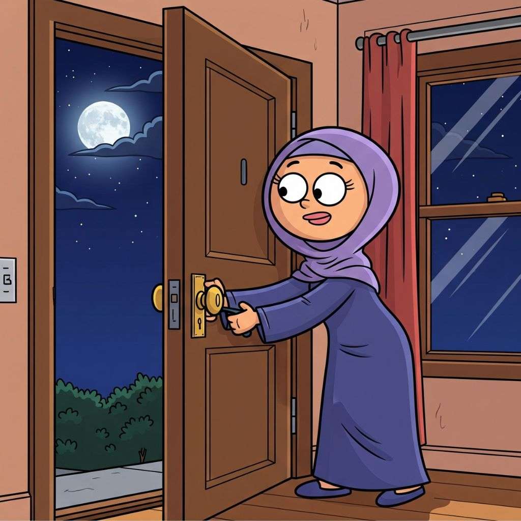 Islamic etiquette recommends closing the door before going to bed at night (islamic.ebookanak.com)