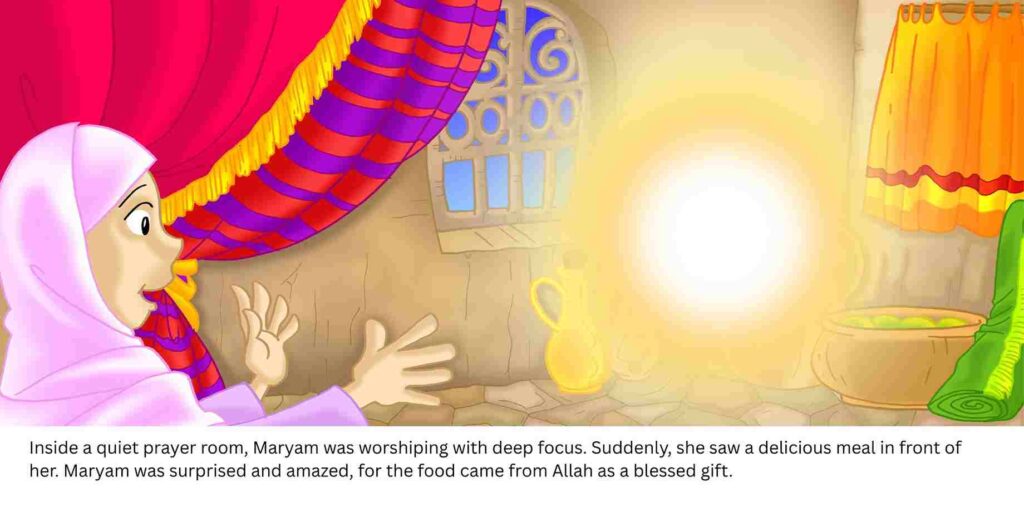 Suddenly, she saw a delicious meal in front of her.